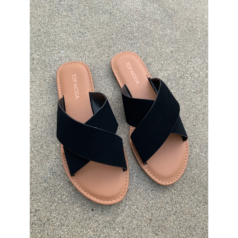 New Style! Black Cross Strap Sandal Flip Flop